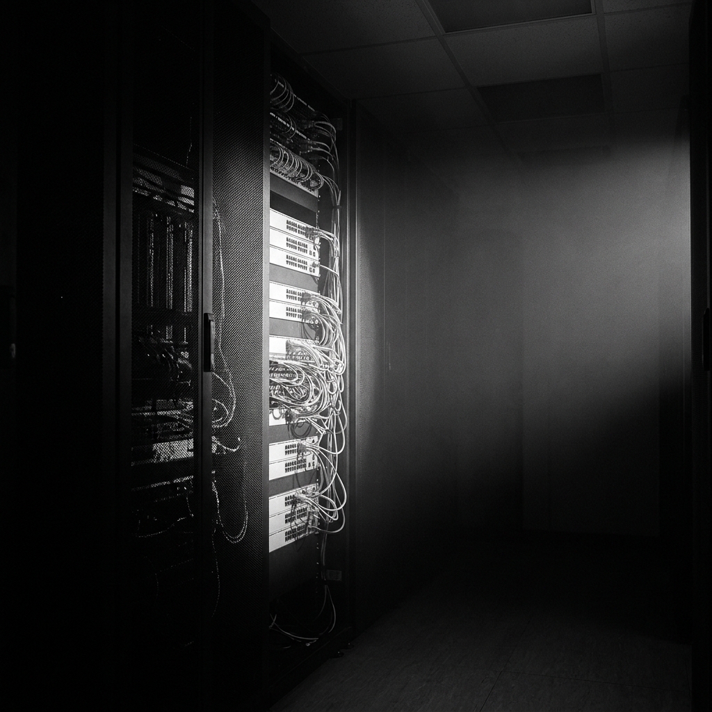 Dark server aisle.