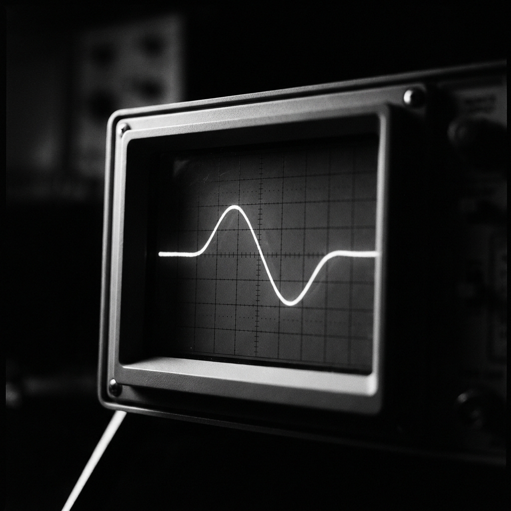 Waveform on an oscilloscope.